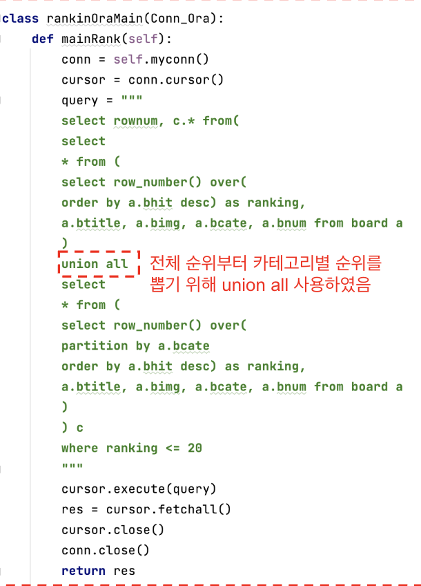 메인페이지 음식 카테고리 Best20 쿼리
